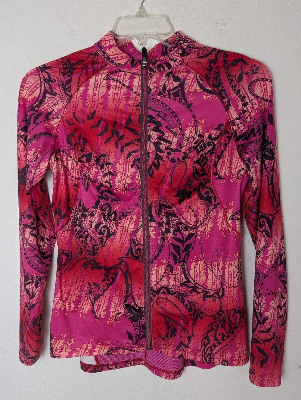 Lole Women’s Lightweight Shell Mesh Cycling Full Zip Jacket Sz M Pink Colorful